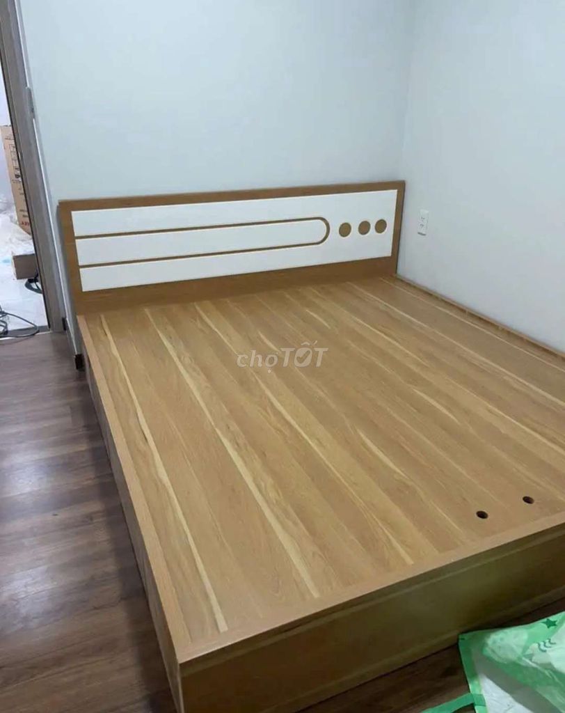 GIƯỜNG MDF GỖ CÔNG NGHIỆP CÓ 2 HỘP KÉO 1M6*2M