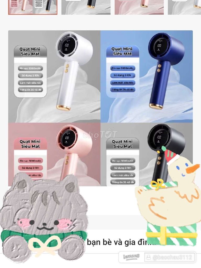 Quạt mini 5000mAh. Mua bán Quạt tại Thành phố Trà Vinh Trà Vinh được đăng bởi ngọc yến 84 bách hóa tổng hợp  hình 1