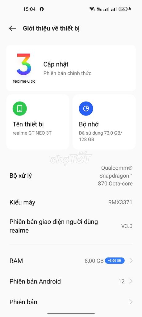 Realme GT NEO 3T 8GB/128GB Snapdragon 870. Mua bán Điện thoại tại Huyện Phù Mỹ Bình Định được đăng bởi Bi Đặng Minh hình 1