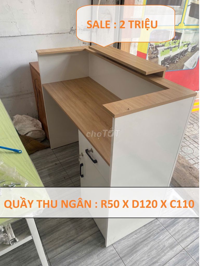 QUẦY THU NGÂN 50X120X110CM HÀNG ĐÓNG SẴN . Mua bán Tủ, kệ gia đình tại Quận 10 Tp Hồ Chí Minh được đăng bởi NỘI THẤT VĂN PHÒNG TỦ KỆ TRƯNG BÀY hình 1