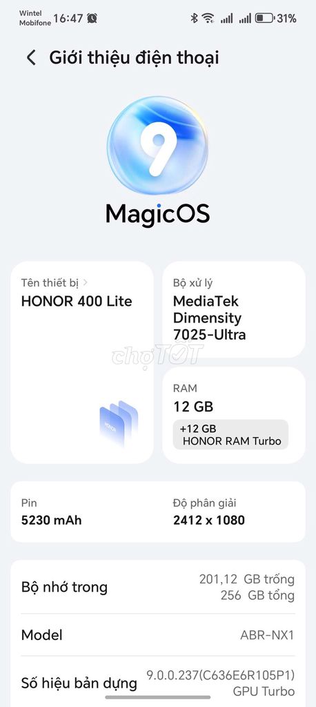 Honor 400 Lite 256GB. Mua bán Điện thoại tại Huyện Bến Lức Long An được đăng bởi Bùi Văn Hiền  hình 1