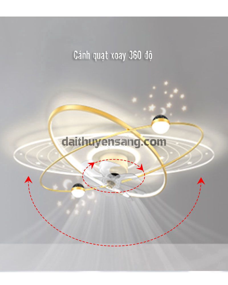 Quạt trần đèn lớn xoay 360 WiFi MQ1557