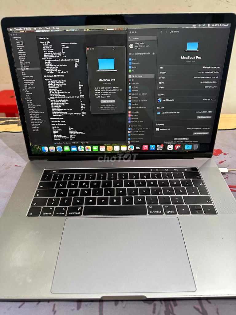 Apple Macbook Pro 2019 i7 15.4 inch 16GB/256GB Xám. Mua bán Laptop tại Quận Đống Đa Hà Nội được đăng bởi Nam Đường Láng hình 1