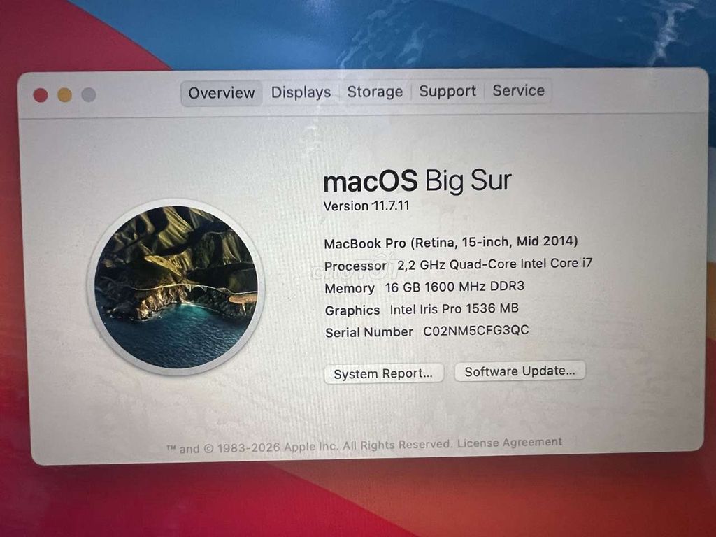 Apple MacBook Pro 15 i7 16GB/500GB 2014. Mua bán Laptop tại Quận 7 Tp Hồ Chí Minh được đăng bởi Trúc hình 1