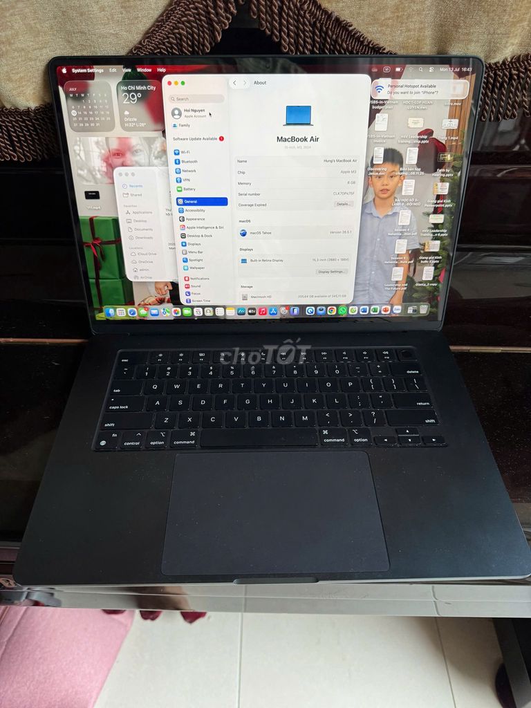 Apple Macbook Air M3 15 inch 8GB/256GB Đen. Mua bán Laptop tại Quận 12 Tp Hồ Chí Minh được đăng bởi hoi nguyen hình 1