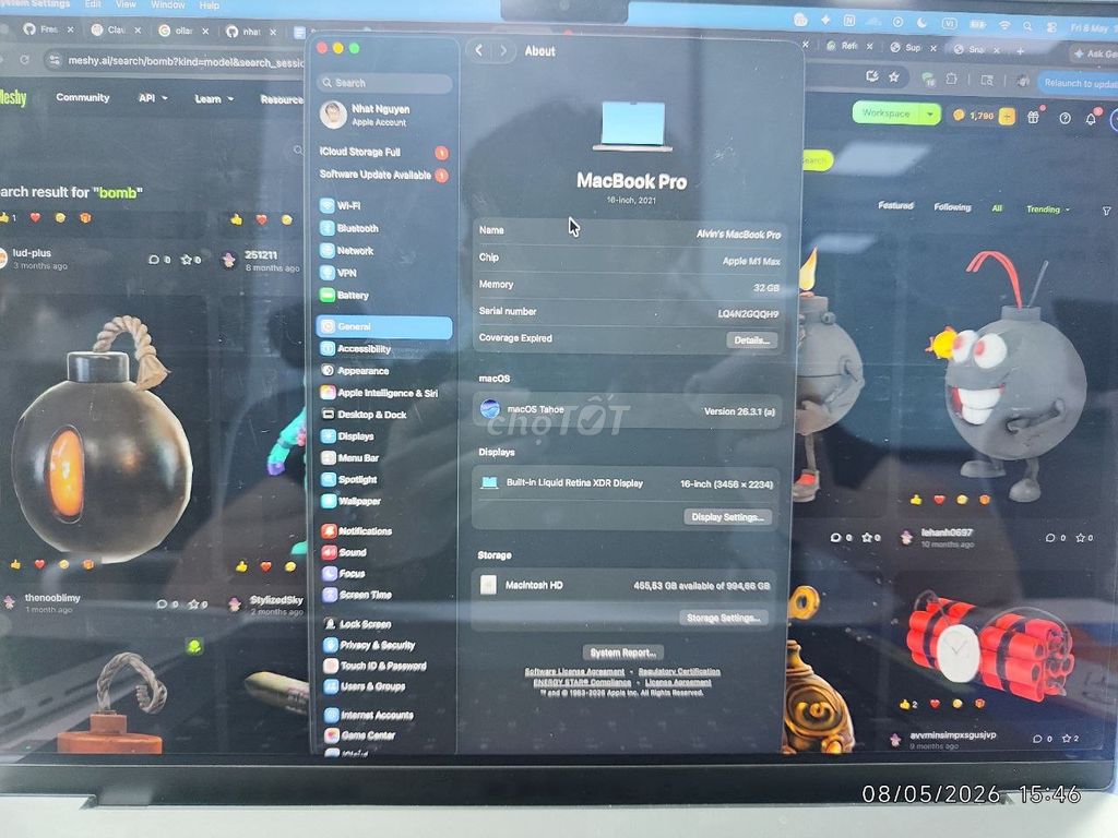 Apple MacBook Pro 16 inch M1 Max 32GB/1TB. Mua bán Laptop tại Quận 11 Tp Hồ Chí Minh được đăng bởi nguyen hoang nhat hình 1