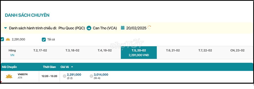 Phú Quốc - Cần Thơ  20/02/2025