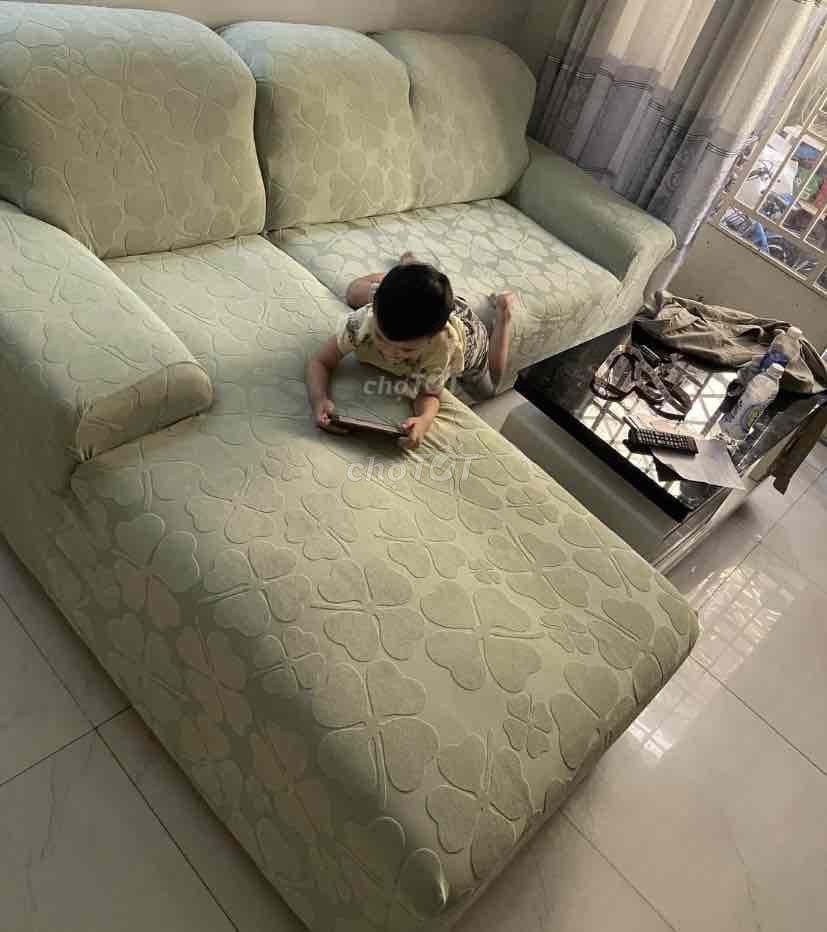 ghế sofa da gật gù + bàn kính