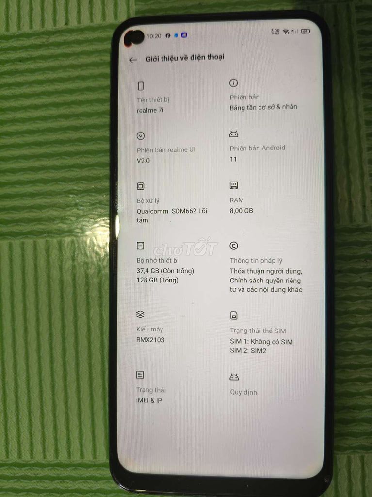 Realme 7i Xanh 8GB/128GB Qualcomm SDM662. Mua bán Điện thoại tại Quận Tân Bình Tp Hồ Chí Minh được đăng bởi Lâm Nguyên hình 1