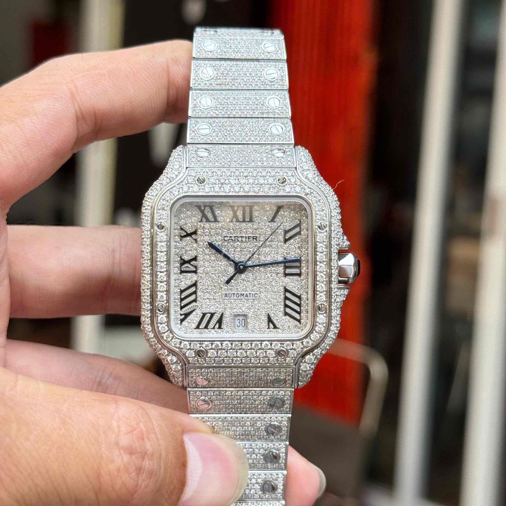 Cartier santos ‘bussdown’ diamond roman dial 40mm. Mua bán Đồng hồ tại Quận Hoàng Mai Hà Nội được đăng bởi Anh Tuấn hình 1