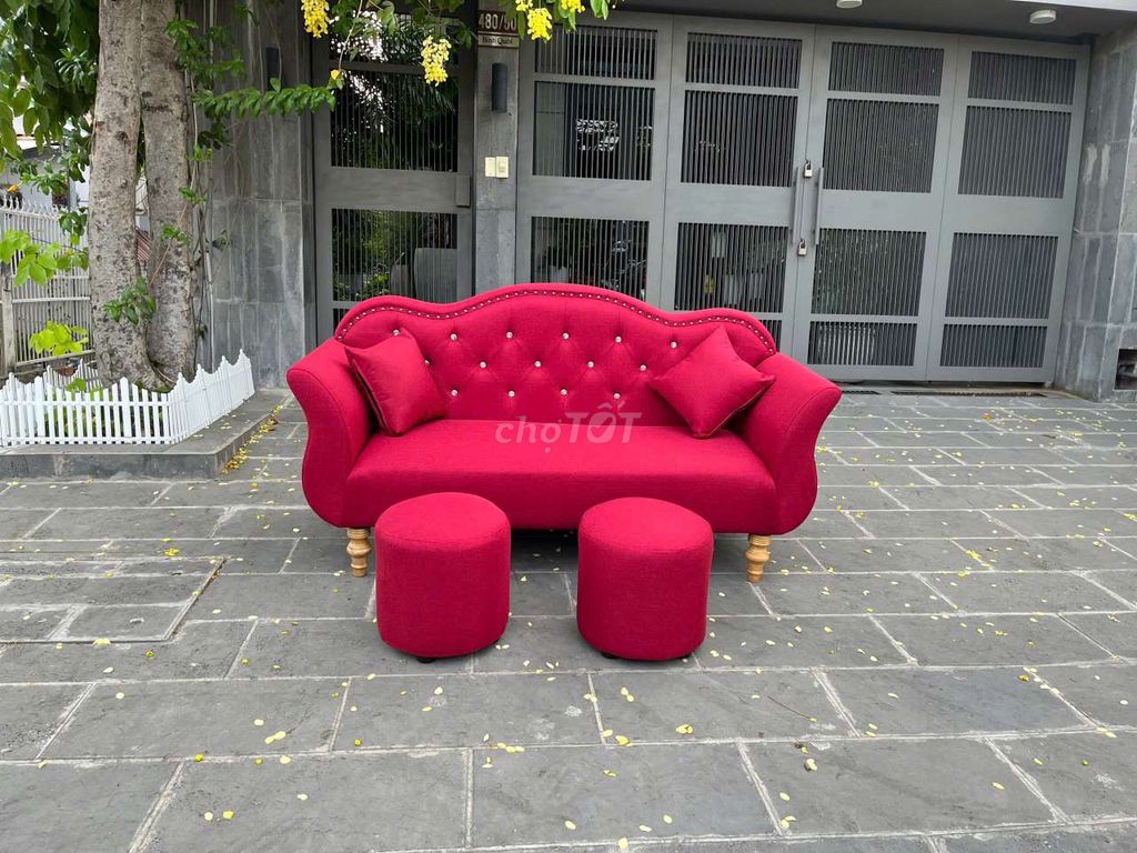 Thanh lý bộ sofa cổ điển màu đỏ hàng mới _freeship