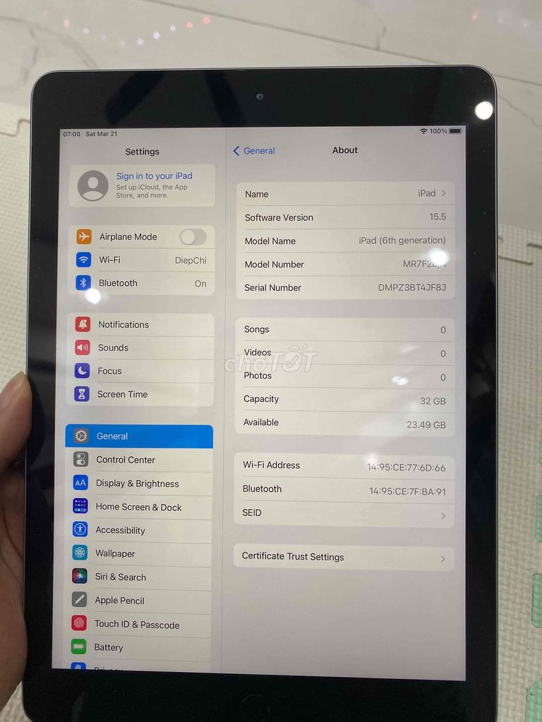 Apple iPad (6th Gen) 32GB Xám. Mua bán Máy tính bảng tại Quận Bắc Từ Liêm Hà Nội được đăng bởi Thiên Minh hình 1