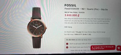 Đồng hồ Fossil ES4339 - 34mm - Xám