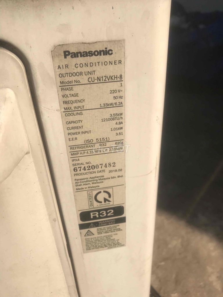 Cục nóng điều hòa Panasonic CU-N12VKH-8. Mua bán Máy lạnh, điều hoà tại Huyện Bình Chánh Tp Hồ Chí Minh được đăng bởi việt  hình 1
