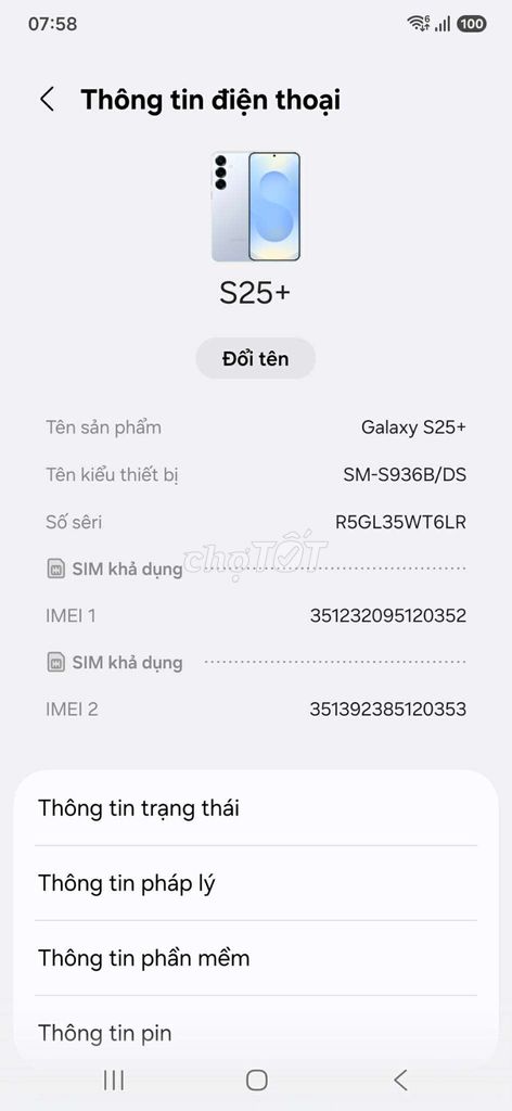 Samsung S25 Plus Xanh dương Đã sử dụng. Mua bán Điện thoại tại Huyện Châu Đức Bà Rịa - Vũng Tàu được đăng bởi Hồng Vân hình 1
