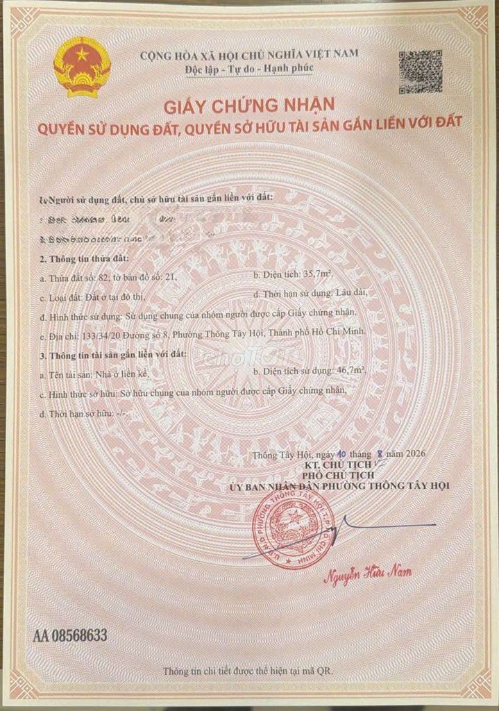Nhà sổ hồng riêng KDC đường số 8, Phường 11, GV (Cũ)