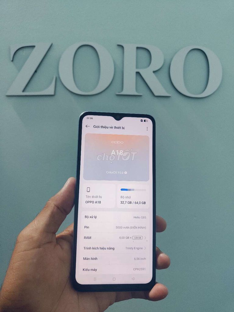 Oppo A18 4GB/64GB Xanh 95% mới. Mua bán Điện thoại tại Thành phố Sóc Trăng Sóc Trăng được đăng bởi ZORO CHUYÊN SỌC hình 1