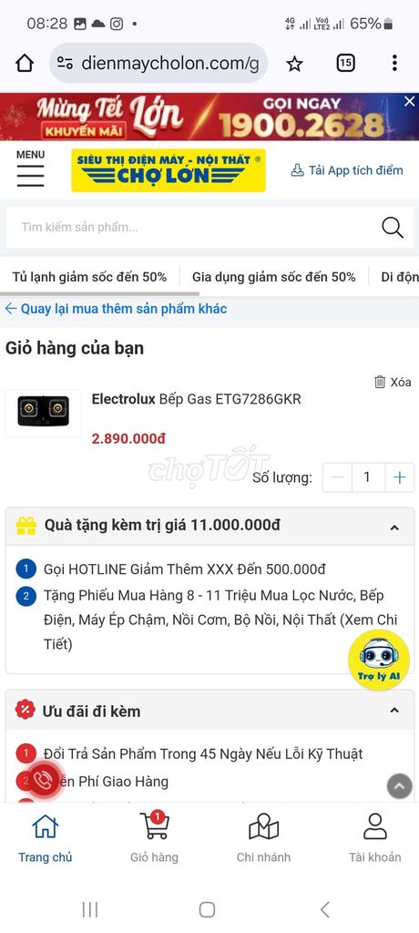 Bán bếp gas Electrolux