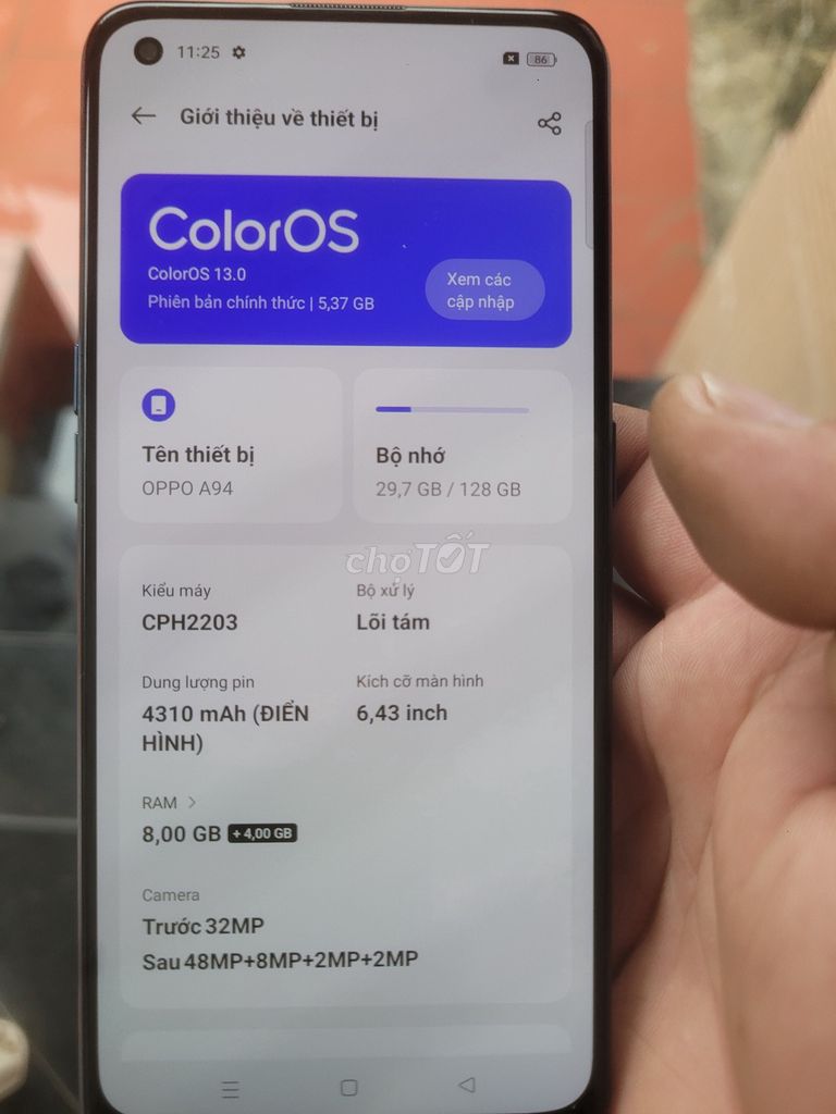 Oppo A94 128GB Tím. Mua bán Điện thoại tại Huyện Tam Dương Vĩnh Phúc được đăng bởi Minh tuân Nguyên hình 1