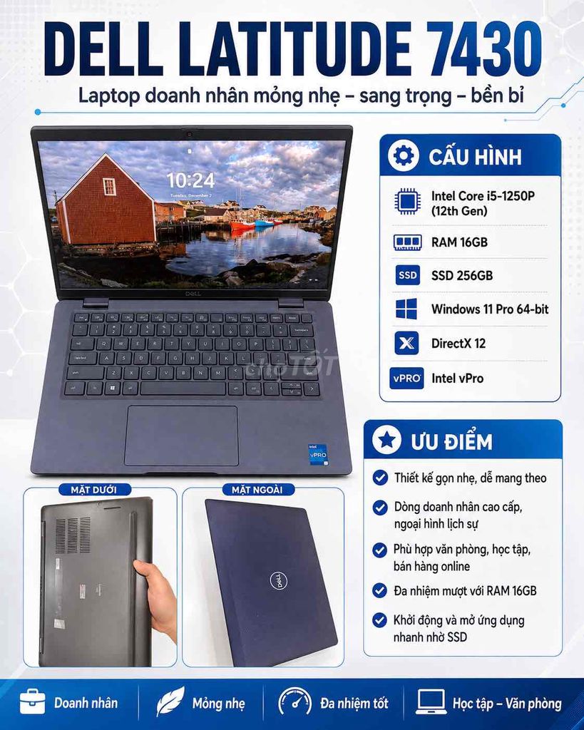 Dell Latitude 7430 i5-1250P 14 inch 16GB/256GB. Mua bán Laptop tại Quận Bình Thạnh Tp Hồ Chí Minh được đăng bởi Hưng hình 1