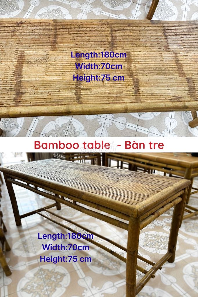 Bàn tre tự nhiên 180x70x75cm. Mua bán Bàn ghế tại Thành phố Hội An Quảng Nam được đăng bởi Thảo Uyên hình 1