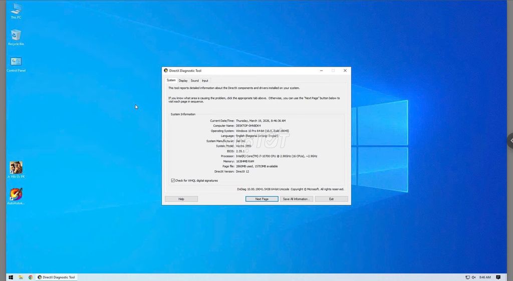 Dell Vostro 3888 16GB/1TB Đen. Mua bán Máy tính để bàn tại Huyện Thống Nhất Đồng Nai được đăng bởi Nguyễn Hoàng hình 1