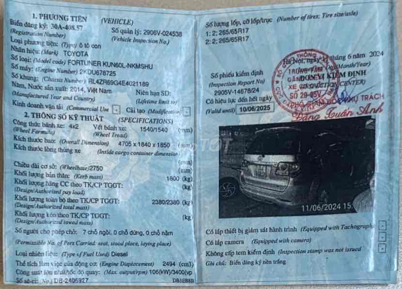 Toyota Fortuner 2014 8 chỗ. Mua bán Ô tô tại Quận Hoàng Mai Hà Nội được đăng bởi dangthanh hình 2