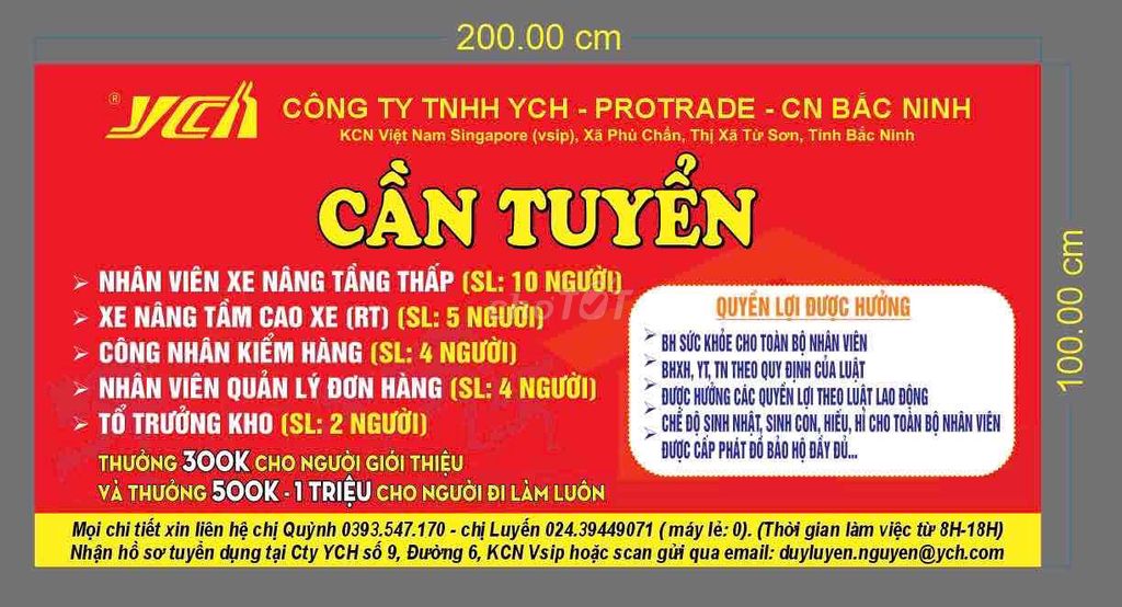 Tuyển lái xe nâng (Ms Quỳnh ***)