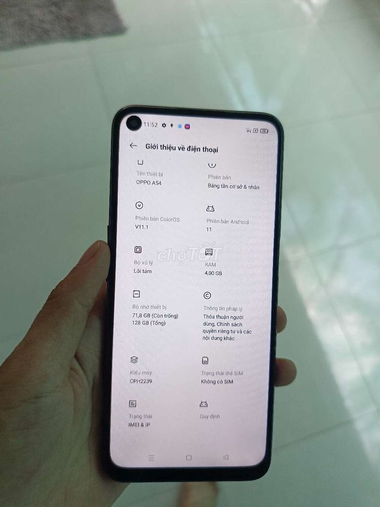 Oppo A54 128GB Đen. Mua bán Điện thoại tại Huyện Bình Đại Bến Tre được đăng bởi Van03 hình 1