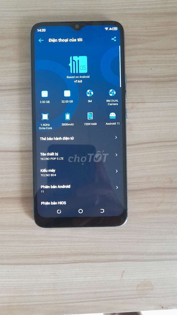 Tecno Pop 5 LTE 32GB. Mua bán Điện thoại tại Thành phố Buôn Ma Thuột Đắk Lắk được đăng bởi Tom hình 1