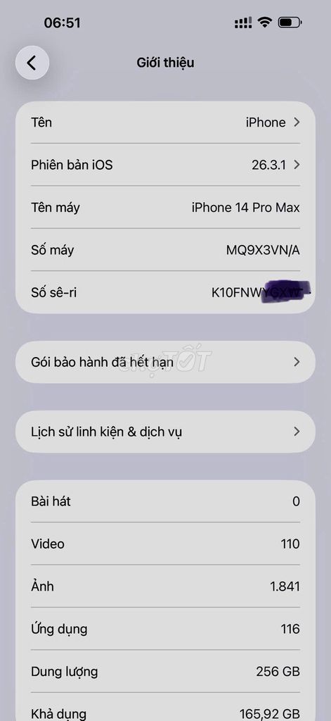 Apple iPhone 14 Pro Max 256GB Tím. Mua bán Điện thoại tại Quận Cẩm Lệ Đà Nẵng được đăng bởi NGUYỄN Văn Vũ hình 1