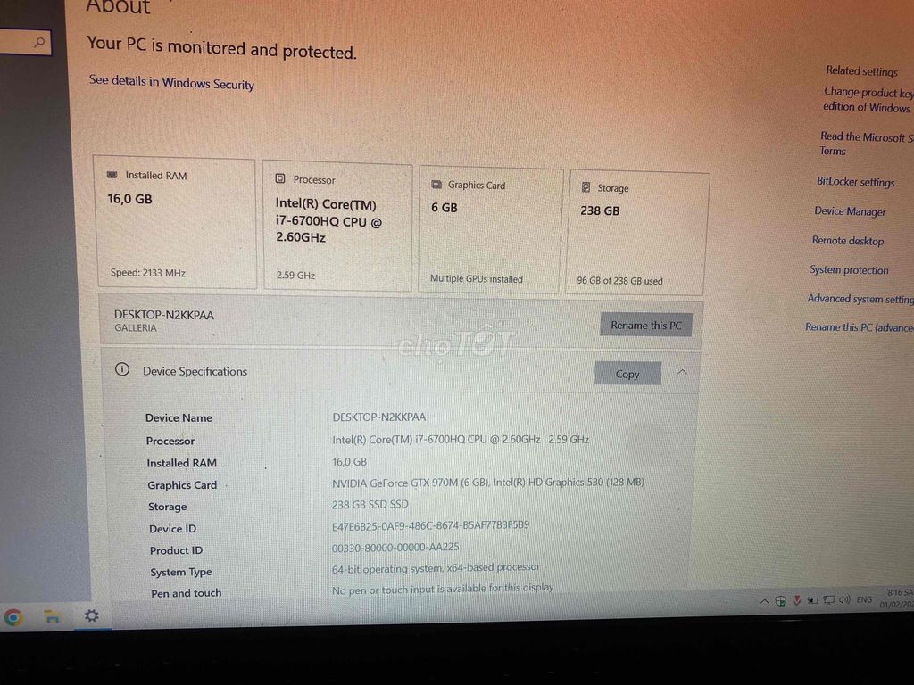 Laptop Galleria i7-6700HQ 16GB/238GB. Mua bán Laptop tại Huyện Đông Anh Hà Nội được đăng bởi Nguyễn Tuấn hình 1