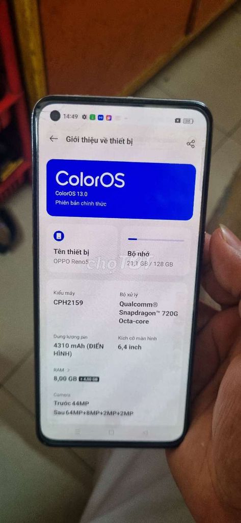 OPPO Reno5 128GB. Mua bán Điện thoại tại Quận Tân Phú Tp Hồ Chí Minh được đăng bởi Vu van hai  hình 1