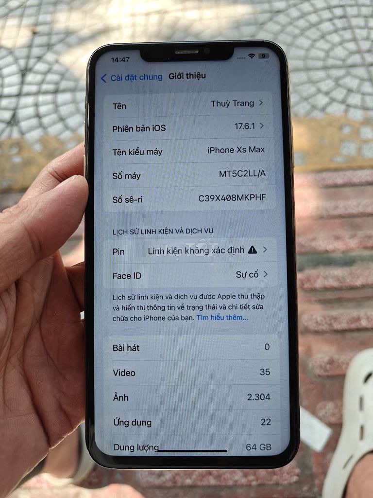 Apple iPhone Xs Max 64GB Vàng Đã thay màn. Mua bán Điện thoại tại Quận Cẩm Lệ Đà Nẵng được đăng bởi Minh Đức hình 1