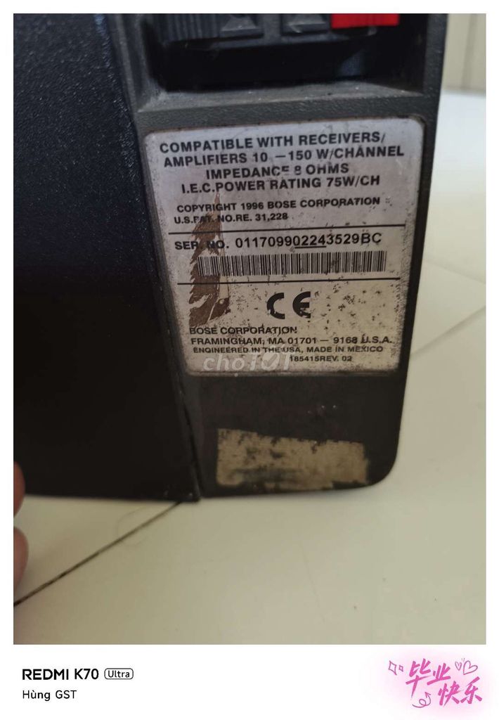Loa Bose Đen 75W/CH 8 Ohms. Mua bán Tivi, Âm thanh tại Quận Ngô Quyền Hải Phòng được đăng bởi Hùng Hoàng hình 1