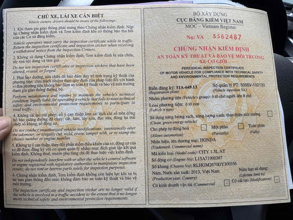 Honda City 2013 Tự động 103000 km. Mua bán Ô tô tại Huyện Bình Chánh Tp Hồ Chí Minh được đăng bởi Bảo My hình 14