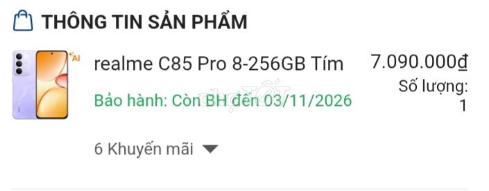 realme C85 Pro 8GB 256GB Tím. Mua bán Điện thoại tại Thành phố Thuận An Bình Dương được đăng bởi Quang huy hình 1