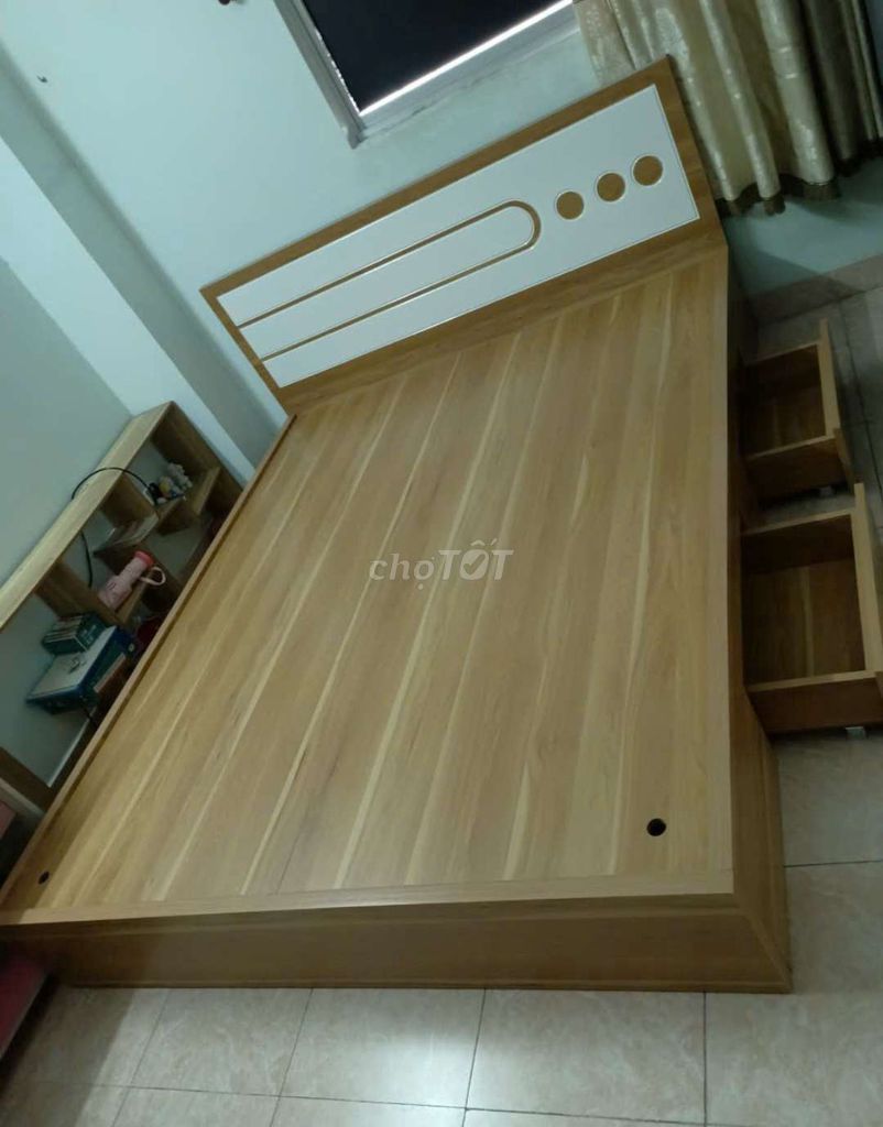 GIƯỜNG MDF GỖ CÔNG NGHIỆP 1M6*2M CÓ 2 HỘP KÉO