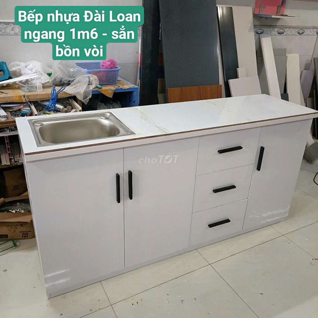 Sẳn bồn vòi - Bếp nhựa Đài Loan ngang 1m6