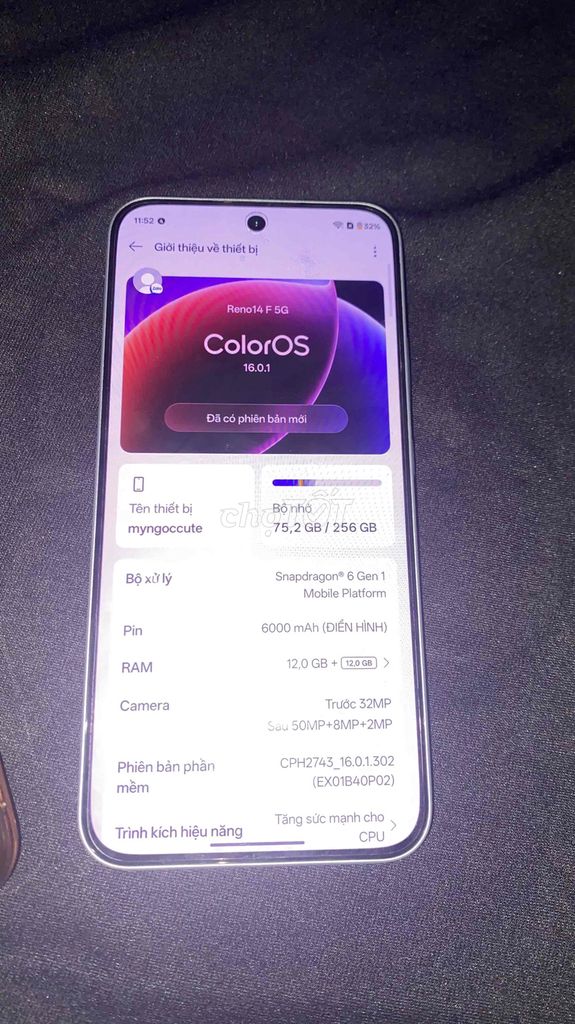 Oppo Reno14 F 5G 256GB xanh dương. Mua bán Điện thoại tại Huyện Bình Chánh Tp Hồ Chí Minh được đăng bởi mỹ ngọc  hình 1