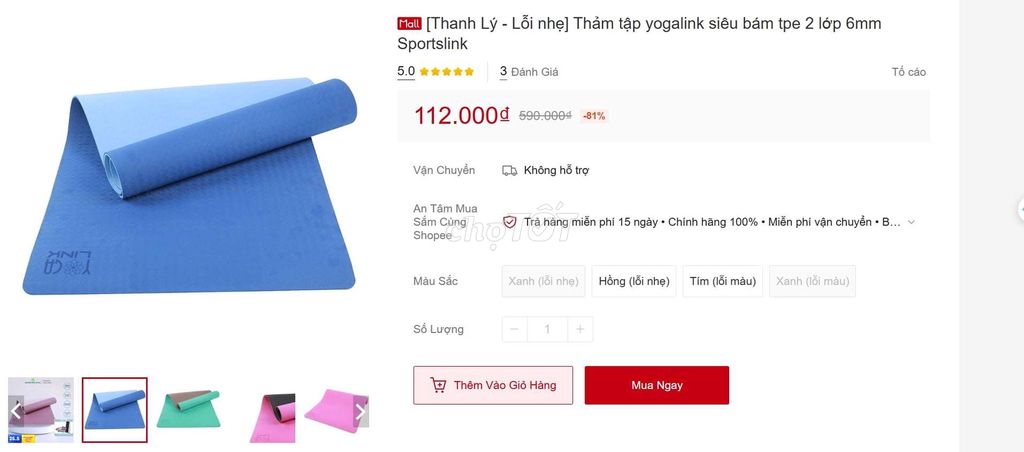 Thảm tập yoga Yogalink TPE 2 lớp. Mua bán Đồ thể thao, Dã ngoại tại Quận Thanh Xuân Hà Nội được đăng bởi Thanh Thảo hình 1