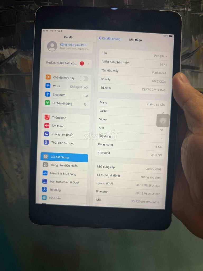 Apple iPad mini 4 16GB Xám. Mua bán Máy tính bảng tại Quận Phú Nhuận Tp Hồ Chí Minh được đăng bởi Thanh nam hình 1