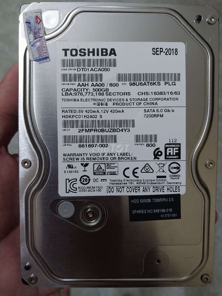 Ổ cứng HDD Toshiba DT01ACA050 Đã sử dụng. Mua bán Linh kiện (RAM, Card...) tại Thành phố Thanh Hóa Thanh Hóa được đăng bởi Tùng hình 1