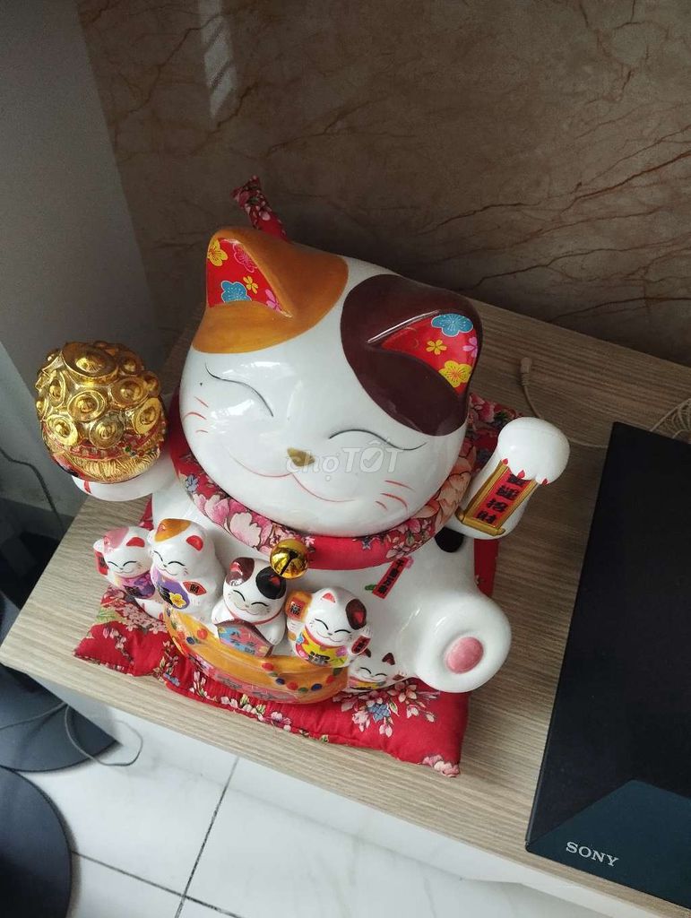 Mèo thần tài Gốm sứ Trắng 28cm - Pass gấp giá tốt . Mua bán Đồ sưu tầm, đồ cổ tại Quận Bình Thạnh Tp Hồ Chí Minh được đăng bởi Serena hình 1