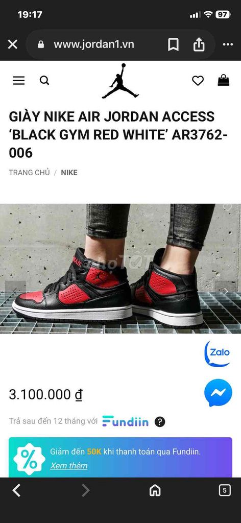 NIKE AIR JORDAN ACCESS ‘BLACK GYM RED WHITE’ AR376. Mua bán Giày dép tại Thành phố Mỹ Tho Tiền Giang được đăng bởi Quan Vo hình 1
