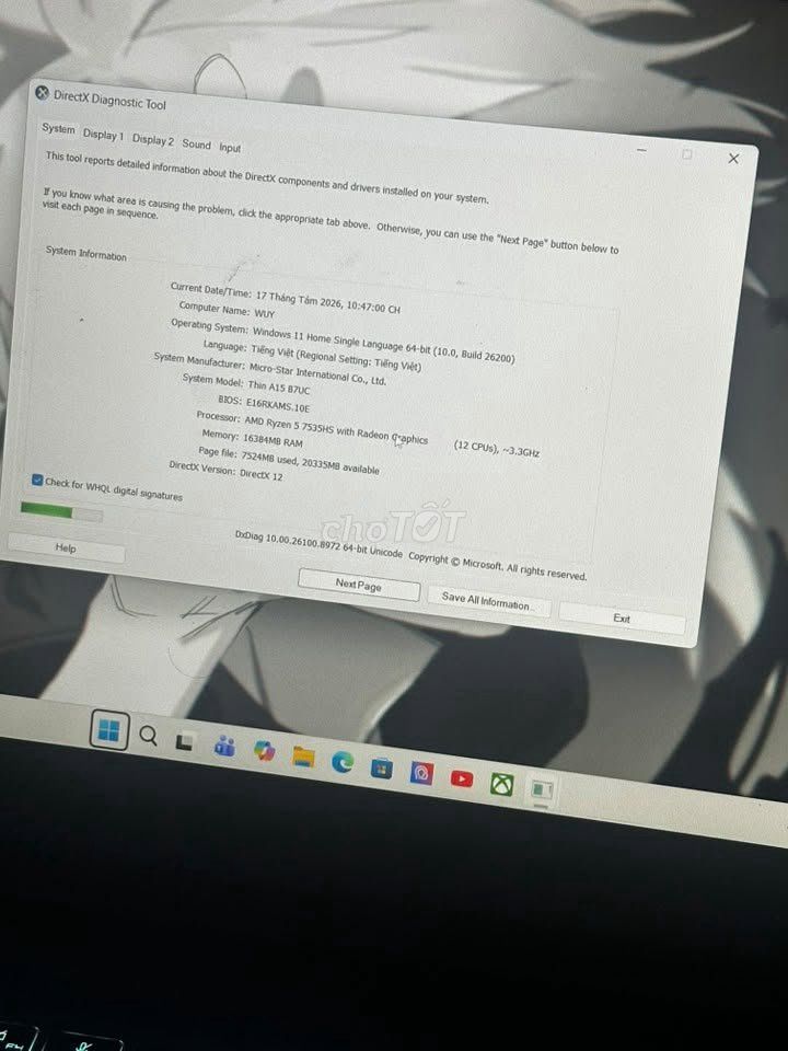 MSI Thin A15 AMD Ryzen 5 16GB/512GB SSD. Mua bán Laptop tại Thành phố Thủ Đức Tp Hồ Chí Minh được đăng bởi Hội Đồ Điện Tử hình 1