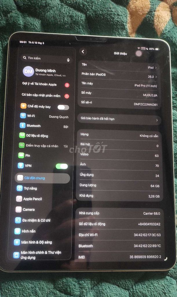 Apple iPad Pro 11 inch 64GB Bạc. Mua bán Máy tính bảng tại Huyện Hiệp Hòa Bắc Giang được đăng bởi Dương Đức Anh hình 1