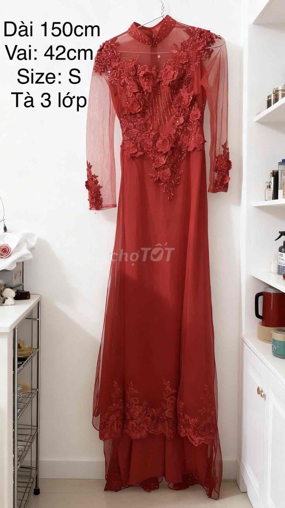 Áo dài Nữ vải voan Đỏ size S. Mua bán Quần áo tại Quận Lê Chân Hải Phòng được đăng bởi Hương Dung hình 1