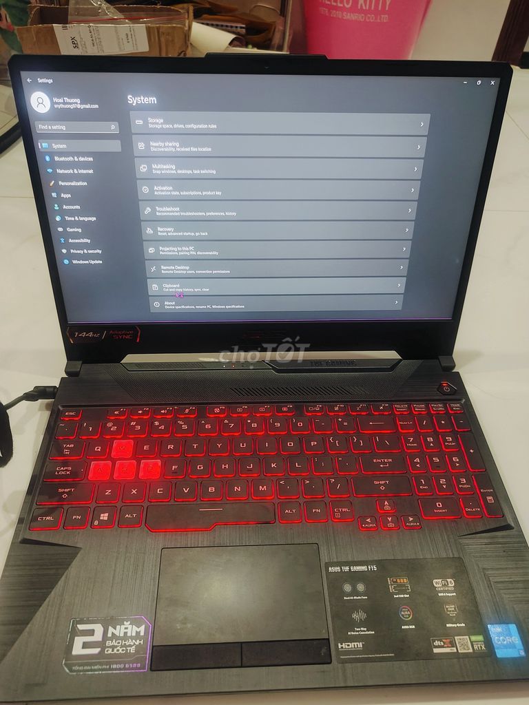 Laptop Asus Tuf Gaming F15 Đen 90% ít sử dụng