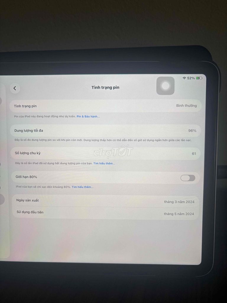 Passs iPad Air 6 128GB Wifi. Mua bán Máy tính bảng tại Quận Nam Từ Liêm Hà Nội được đăng bởi Nguyễn Phương Nam hình 1